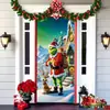2026 Nueva Cortina de Puerta Navideña Bandera Decoración de Fondo del Monstruo Verde Grinch Navideño para Exteriores Tela Colgante Cubierta de Puerta