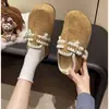 Novas Pantufas de Algodão com Solado Grosso para Outono e Inverno de 2025, Pantufas Peludas Estilo Birkenstock para Mulheres, Para Usar ao Ar Livre, Forradas com Lã, Quentes Slip-Ons