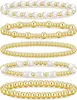 Aliexpress Moda Transfronteiriça Personalizada Pulseira de Pérolas de Imitação com Contas CCB Conjunto de Pulseiras de Corrente com Contas Douradas em Camadas Empilhadas para Mulheres