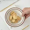 Cuenco Grueso de Cerámica Marrón y Azul con Línea, Estilo Japonés-Coreano, Diseño Pintado a Mano Bajo Esmalte, Cuenco para Arroz de 6 Pulgadas, Cuenco para Cereales y Sopa