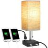Cross-border exclusivo para o quarto moderno simples lâmpada de mesa de tecido quente porta USB dupla 3 furos AC tomada cabeceira candeeiros de mesa