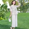 2026 Nova Camisa de Chiffon Estilo Chinês com Manga Três Quartos para Mães, Roupa de Verão Estilosa para Mulheres de Meia-Idade e Idosas, Top Elegante da Moda para Senhoras