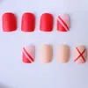 Piezas de Arte para Uñas de Comercio Exterior Más Vendidas en Otoño e Invierno, Cuadros Burdeos Estilo Ins Europeo y Americano Uñas Cuadradas Cortas Portátiles Venta al por Mayor