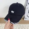 Gorra de Béisbol Suave Estilo Coreano para Mujer con Bordado de Cachorro, Visera a Cuadros de Doble Capa, Versátil, Adelgazante para el Rostro, Gorra tipo Pato Protector Solar para Hombre