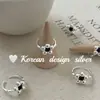 Diseño de Nicho Coreano Joyería Plateada Brillante Anillo de Flor Inlaid de Plata de Ley S925 Estilo Fresco y de Moda