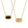 Collar con colgante Xinyixin Europa y Estados Unidos transfronterizo viento ins geométrico acero inoxidable incrustación ágata negra chapado oro real 18K joyería