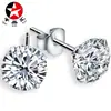 Pendientes de plata de ley s925 con cuatro garras, pendientes de moda para mujer, joyería simple japonesa y coreana, circonita, joyería de plata al por mayor