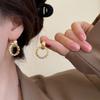 Pendientes geométricos metálicos de moda con personalidad simple y aguja de plata S925, pendientes con borlas circulares, pendientes femeninos populares en Internet.