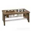 Estante de cuencos para gatos de madera estante de cuencos de comida para mascotas estante de cuencos de vajilla doble de madera con cuenco comedero de madera estante de madera
