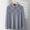 Camiseta de manga larga para hombre de mediana edad para padre, camiseta holgada con bolsillo para mediana edad y ancianos, delgada con solapa, camisa básica, polo