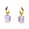 Nuevos Pendientes de Cristal Morado para Mujer, Pendientes Geométricos Sencillos, Pendientes Versátiles con Aguja de Plata 925, Venta Directa de Fábrica