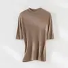 Suéter de punto Hongmi Apparel/ con patrón de espiga texturizado de lana ultrafina, cuello semi-alto, manga media, para mujer, estilo nuevo