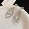 Pendientes de Aro Hueco con Circonita Vintage, Ganchos para Oreja Estilo Lujo Ligero de Alta Gama Europeo y Americano, Pendientes de Moda Versátiles con un Diseño Único