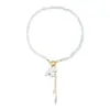 Collar con Borla de Perlas de Pájaro Blanco Puro Transfronterizo Europeo y Americano para Mujer Estilo Natural Fresco Ins Moda Collar de Cristal