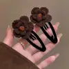 Lindo pasador de flor tejida con textura de terciopelo, forma ovalada, estilo vintage, para niñas, estilo nuevo