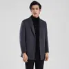 Abrigo de lana gris de doble cara para hombre para otoño e invierno con forro desmontable de plumón de pato cálido, abrigo largo de negocios para hombre