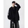 Sudadera con capucha deportiva estilo americano de tres rayas con cremallera para hombre, talla grande, extragrande, chaqueta con cremallera para hombres altos