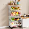 Prateleira de armazenamento de cozinha multicamadas de piso, carrinho doméstico móvel para cestos de vegetais, cestos de alimentos e armazenamento de brinquedos
