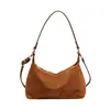 Bolsa de Hombro Retro Coreana de Ante Simple para Otoño/Invierno, Bolso de Mano Cruzado Simple de Felpa tipo Dumpling