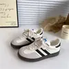 Tênis de Treino Alemão Vintage Estilo Coreano Sapatos Brancos de Verão Ins Tendência Versátil Nicho Sapatos Brancos Tênis Casuais Esportivos para Estudantes