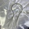 Aro de Cabelo com Franja Fada Mori Super Fada Coreia do Sul Faixa de Cabeça com Pingente Traseiro Totalmente Cravejada Cem Torres Saída Acessórios de Cabelo para Rosto Pequeno