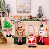 Bolsa de regalo navideña con estampado de dibujos animados para niños, con diseño de rayas, para colgar en la pierna, ideal para regalar en vacaciones.