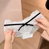 Fio mesclado de cor contrastante~Calcinha de renda para mulheres, design sexy de laço cruzado, fio dental feminino puro e desejável de cintura baixa