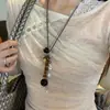 Collar de Cadena con Borla de Perlas, Diseño Único de Caracol Gateando, para Mujer, Cadena de Suéter Doble Capa Vintage con Bloques de Color, Cadena para Sudadera