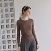 Camiseta ligera de cuello redondo, semitransparente, protectora del sol, manga larga para mujer, nueva de principios de otoño 2026, fina, para aire acondicionado, cubierta, camiseta base