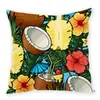 Funda de Almohada de Peluche Estilo Ins con Estampado Digital de Planta Verde y Flores Serie Floral de Verano Funda de Cojín para Sofá Coche Transfronterizo
