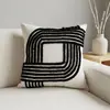 Funda de Cojín Bordada con Patrón Geométrico Estilo Minimalista Moderno de Lujo Ligero de Gama Alta para Decoración de Sofá de Sala de Estar y Dormitorio