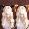 Diadema de cuernos de diablo grandes de simulación en blanco y negro y dorado diadema gótica oscura accesorios para el cabello de Halloween lo fotografía