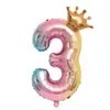 Set de Globos Digitales de Color Degradado de 32 Pulgadas Transfronterizo Globo de Decoración de Cumpleaños para Niños Corona Digital Globo de Película de Aluminio