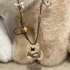 Collar con Colgante de Cachorro Juguetón y Manzana Adecuado para Verano, Cadena Larga Tejida para Suéter Dopamina Linda para Mujer
