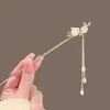 Grampo de Cabelo Coelho de Jade Customização em Massa Acessório de Cabeça Estilo Antigo Feminino Dinastia Han Franja Grampo de Cabelo de Jade Pérola Infantil Fofo Cheongsam Novo Estilo Chinês