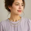 Collar de cadena plana apilada de estilo bohemio transfronterizo europeo y americano, gargantilla europea y americana, moda femenina, collar de cadena de eslabones metálicos de moda