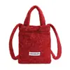 Bolso Cruzado de Peluche Brillante para Teléfono Bolso Navideño a Juego Estilo Coreano Bolso de Mano Rojo de Año Nuevo Bolso Pequeño para Nochevieja Bolso para Padres e Hijos para Mujer