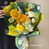 Papel Amarillo Papel de Regalo con Flor de Pensamiento de Siete Colores Estilo Tinta de Relieve Estéreo Verde Amoroso Ramo de Flores en Relieve Material de Envoltura Floral