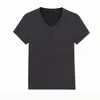 Camiseta [Lyocell Tencel + Lã Merino] com Decote V e Pequenas Mangas Bufantes, Design Estiloso e Elegante, Blusa Feminina de Verão Fina de Manga Curta