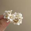 Pendientes de Aguja de Plata Retro Francés Perla Flor Ramo de Flores Pendientes para Mujer Pendientes Elegantes Elegantes de Lujo Ligero Nicho Sentido de Alta Gama