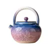 Bule de Chá Cerâmico com Gradiente Roxo do Fabricante com Coelho de Jade Esculpido e Lâmpada, Conjunto de Chá Kung Fu de Alta Qualidade com Bule com Filtro, Bule Único