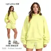 Ropa de Mujer Cai Xiang Dao Superventas Transfronterizo Sudadera Estilo Americano Ins de 350g con Forro Polar y Cuello Semi Alto Color Dopamina