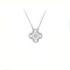 Collar de trébol de cuatro hojas de oro V de alta gama para mujer, colgante de ágata nácar tallado por CNC, trébol de la suerte de doble cara, cadena ligera de lujo para la clavícula para mujer