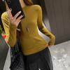 Camiseta de Manga Larga con Hombro Derecho Estilo Coreano Seleccionada Cuidadosamente para Mujer a Principios de Otoño, Traje de Gama Alta con Camiseta Básica, Top Casual Versátil de Color Puro