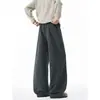 Pantalones Deportivos de Chándal para Hombre de Peso Pesado Americano Color Sólido Pierna Curva Marca de Moda Nueva Holgados Caída Amplia Versátiles Casuales Largos