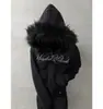 Diseño de Capucha con Cuello de Piel Y2K Harajuku Retro Otoño e Invierno Transfronterizo Europeo y Americano Nuevo Estilo Cálido Elegante Moda Estilo Ins High Street