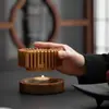 Calentador de Té de Madera de Nogal para Uso Doméstico, Estufa de Madera Maciza Calentada por Vela para Calentar y Preparar Té, Termostato, Accesorios para Ceremonia del Té