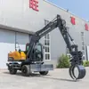 Máquina de Agarre de Madera de Industria Pesada Hengwang, Excavadora de Ruedas para Pasto y Madera, Excavadora de 90 Neumáticos, Excavadora Giratoria de 360 Grados Convertida a Máquina de Agarre de Madera
