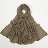 Novo Lenço de Chiffon Perolado Monocromático Transfronteiriço com Bordado Ondulado, Lenço de Cabeça Étnico Hui, Lenço de Cabeça Feminino Malaio