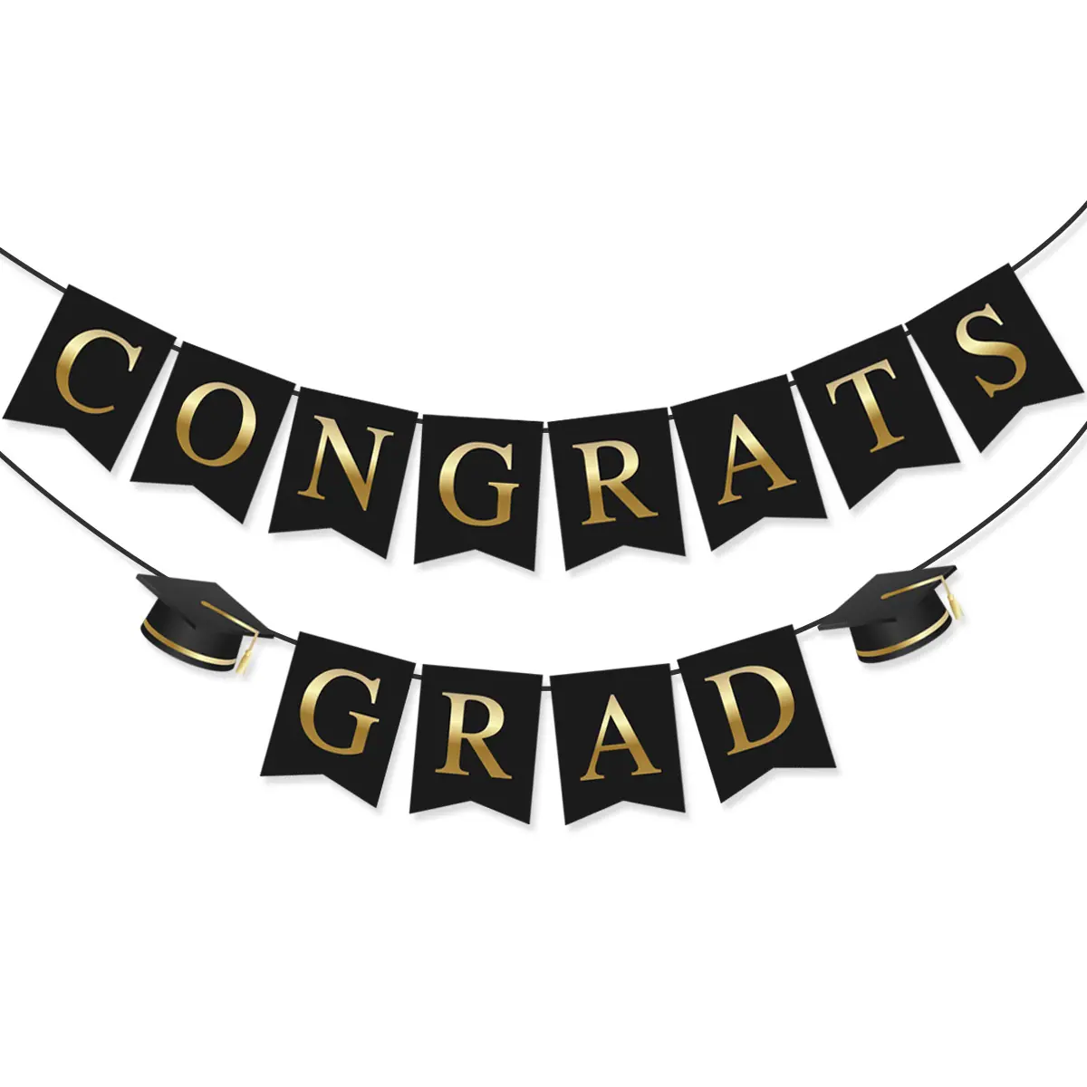 黑金毕业GRAD博士帽拉旗